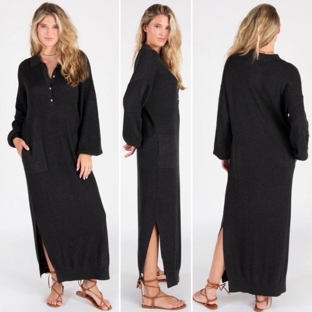 NWOT Natural Life Long Sleeve Rib Knit Maxi Sweater Dress Size S/M
